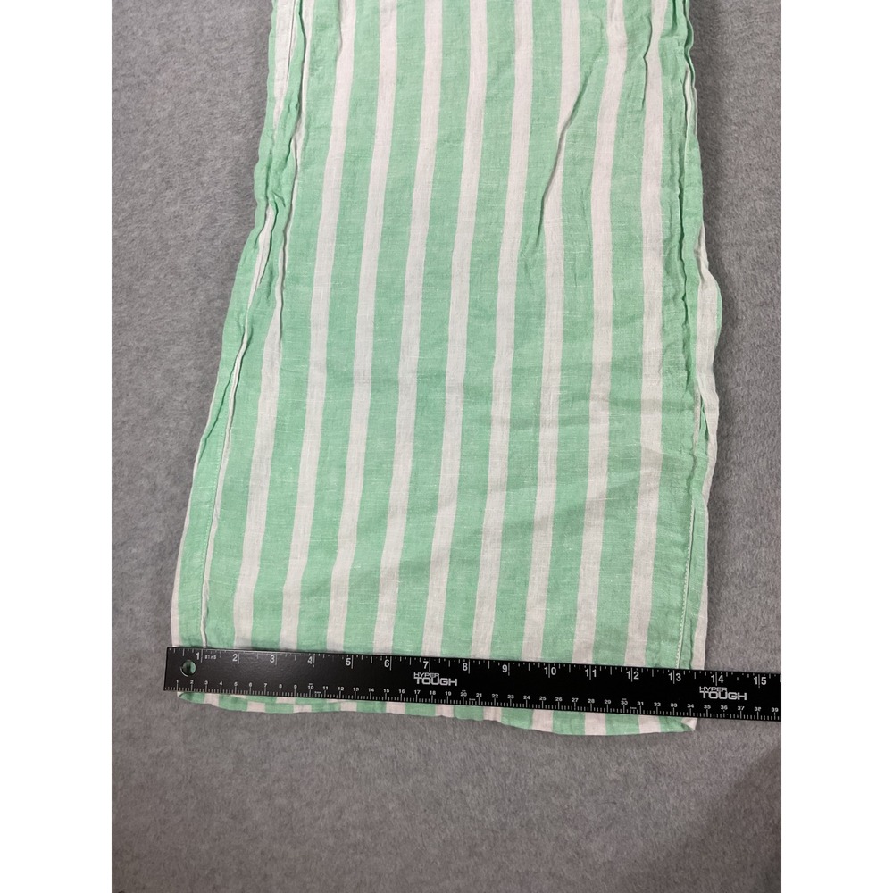 Isaac Mizrahi 100% Linen Wide Leg Striped Pants Mint Green White XL 2661 - Picture 6 of 8